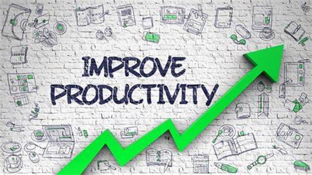 Green arrow symbolising improved productivity growth.